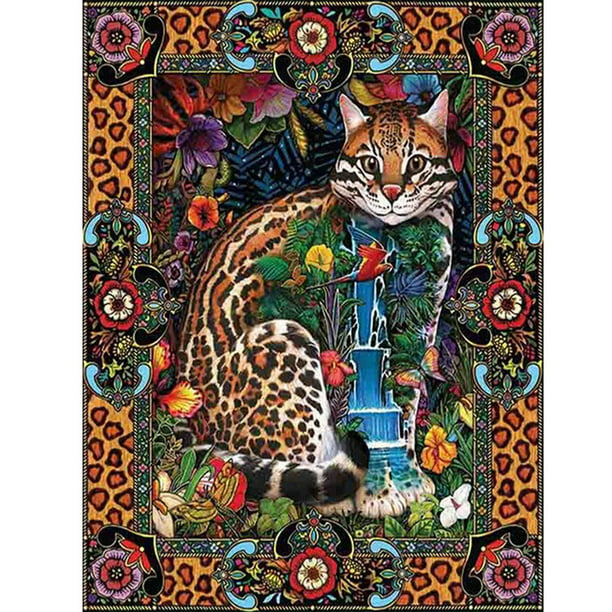 DIY Leopard Cat 5D Diamond Painting Embroidery Cross Craft Stitch Kit Home Decor